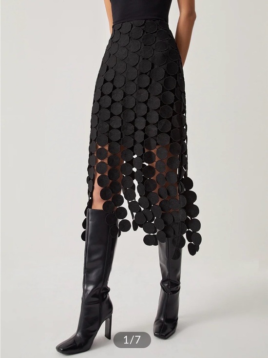 Commense Dresses & Skirts - Commense Laser Cut Multi Circle Double Layered Skirt Size Small